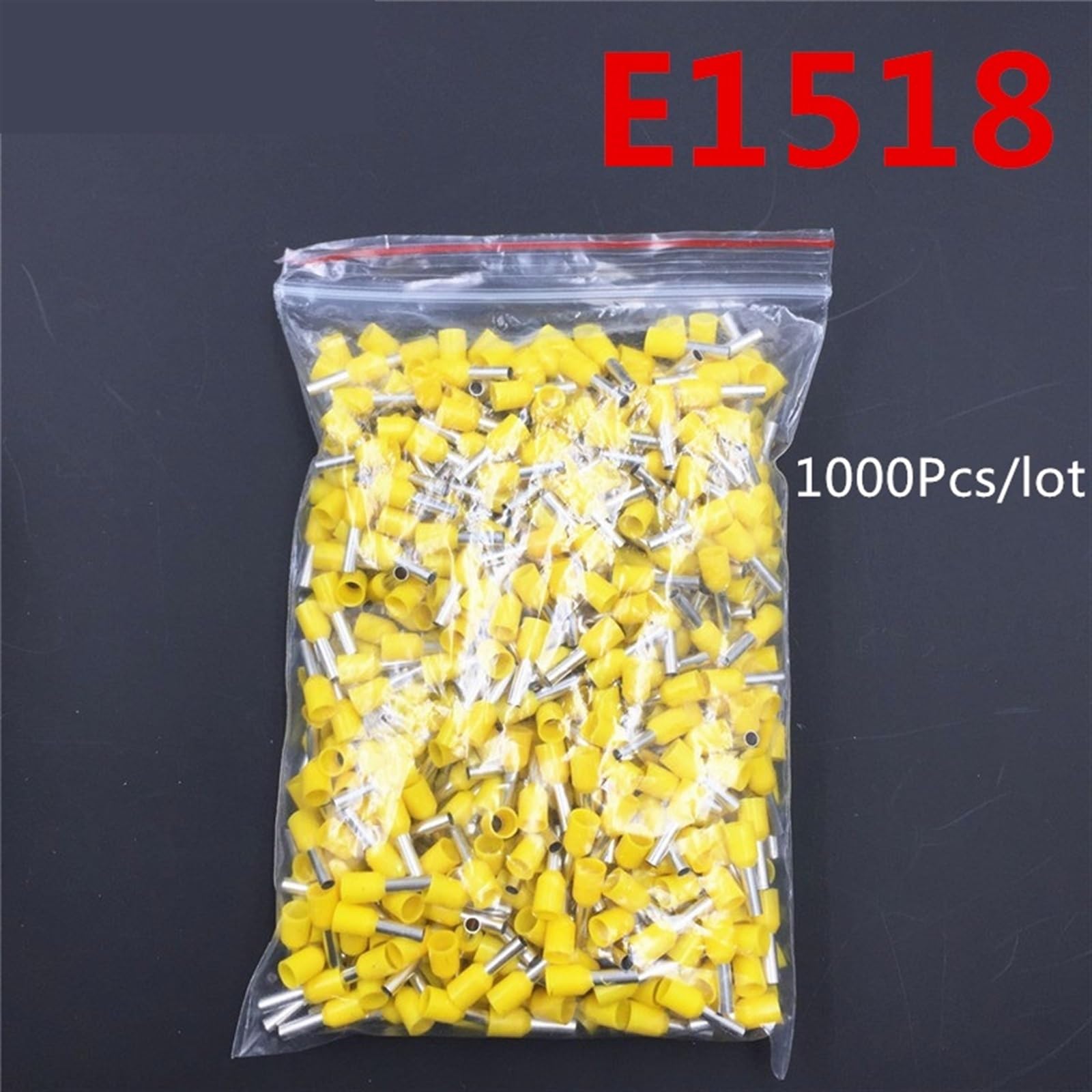 1000 morsetti isolanti per tubi E1518, 1,5 mm2, 16 AWG, cavo isolante, crimpatura E, nero, giallo, blu, rosso (colore: nero)