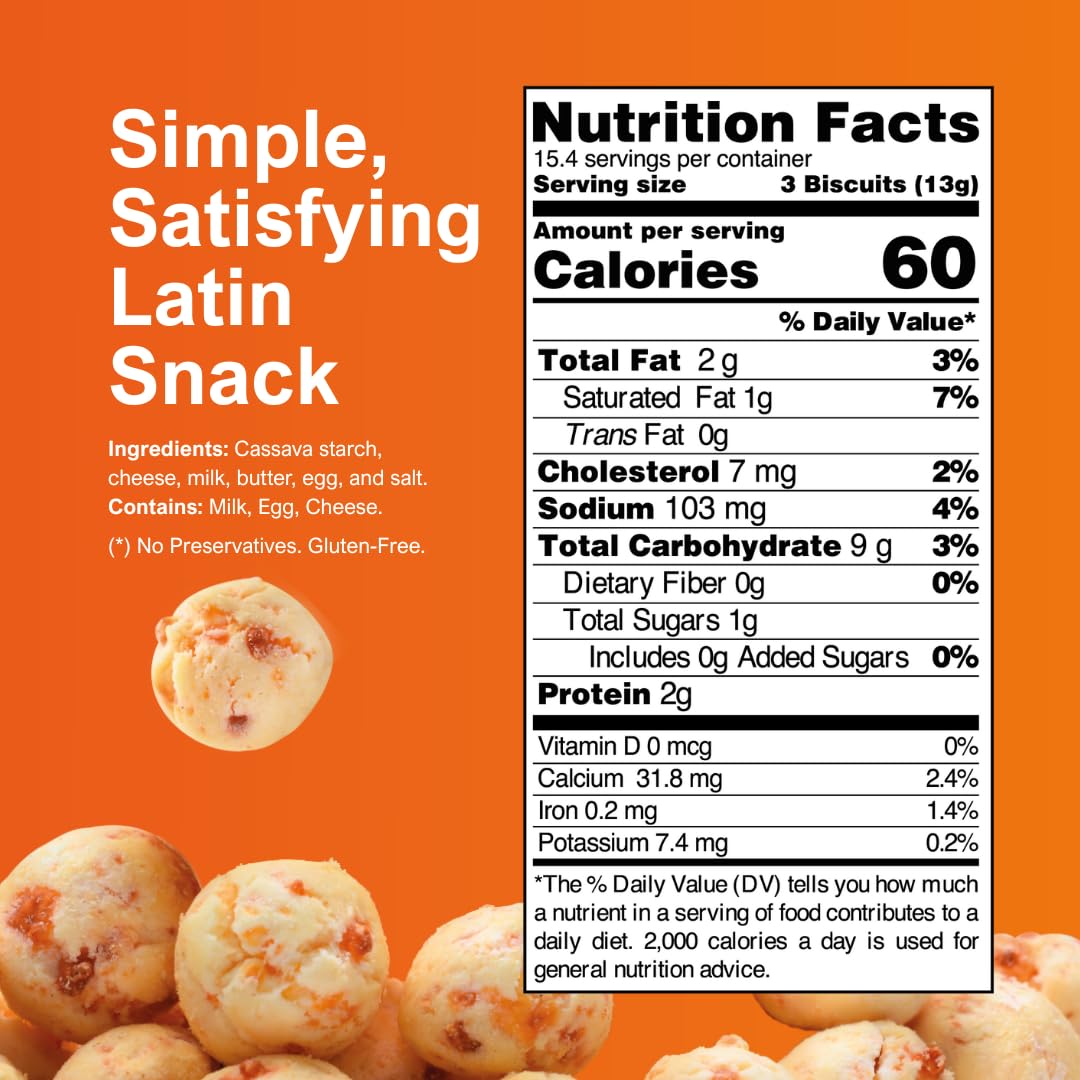 Mr.Cuñapé™ Crunchy Cassava & Cheese Bites – Latin Cheese Bread Snack – Pão de Queijo, Chipa, Pandebono, Pan de Yuca | Gluten-Free, Vegetarian, Crunchy Cheese Snack, 7.05 oz. (200 g.) Doy Pack (Pack of 6)