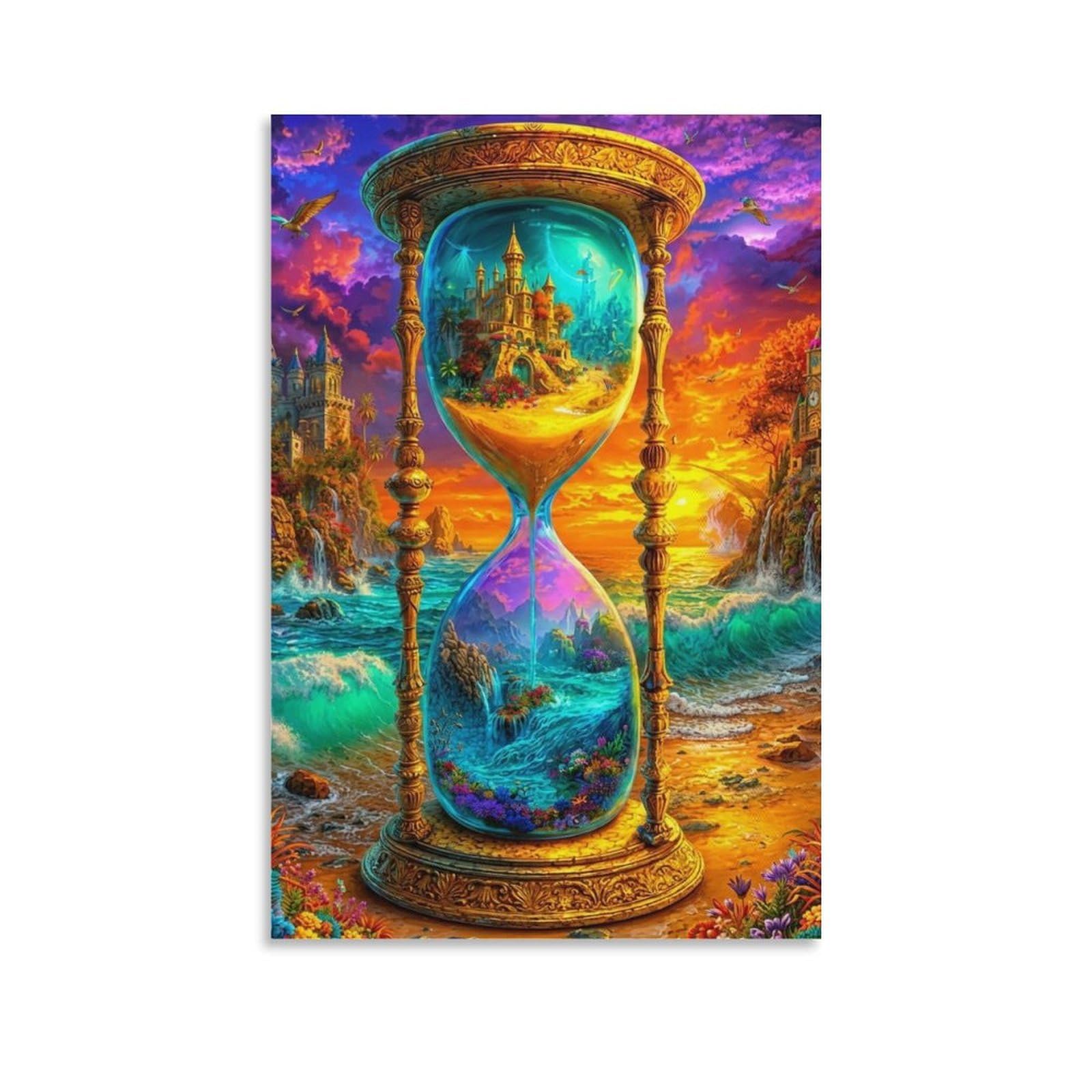 DHBANEIOK Fantasy Hourglass Scene Poster Artwork Canvas Prints Picture Modern Canvas Wall Art Picture Wall Hanging for Home Decorations 24x36inch(60x90cm)