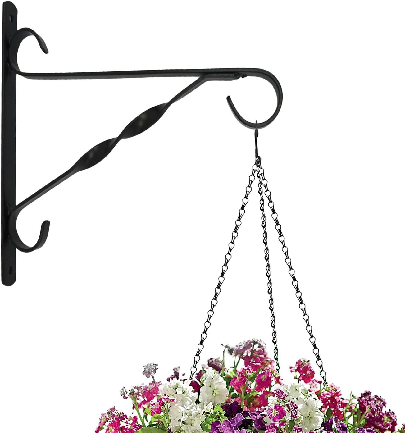 Amagabeli 10'' Arc Hanging Plant Hooks Forged Mount against Door Fence Deck Garage Balcony Outdoor Lawn Cast Iron Bracket for Planters Bird Feeder Lanterns Wind Chimes Plant Pot Basket with Screw Tips