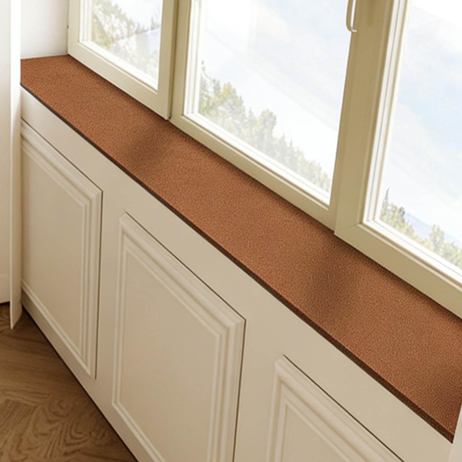 Tapis de fenêtre anti-rayures haut de gamme marron 100x25cm pour intérieur