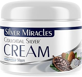 Silver Miracles Colloidal Silver Cream - 4oz - Colloidal Silver Skin Healing Cream - Scent And Dye Free - Moisturizes Dry Skin - Made With 99.999% Pure Silver