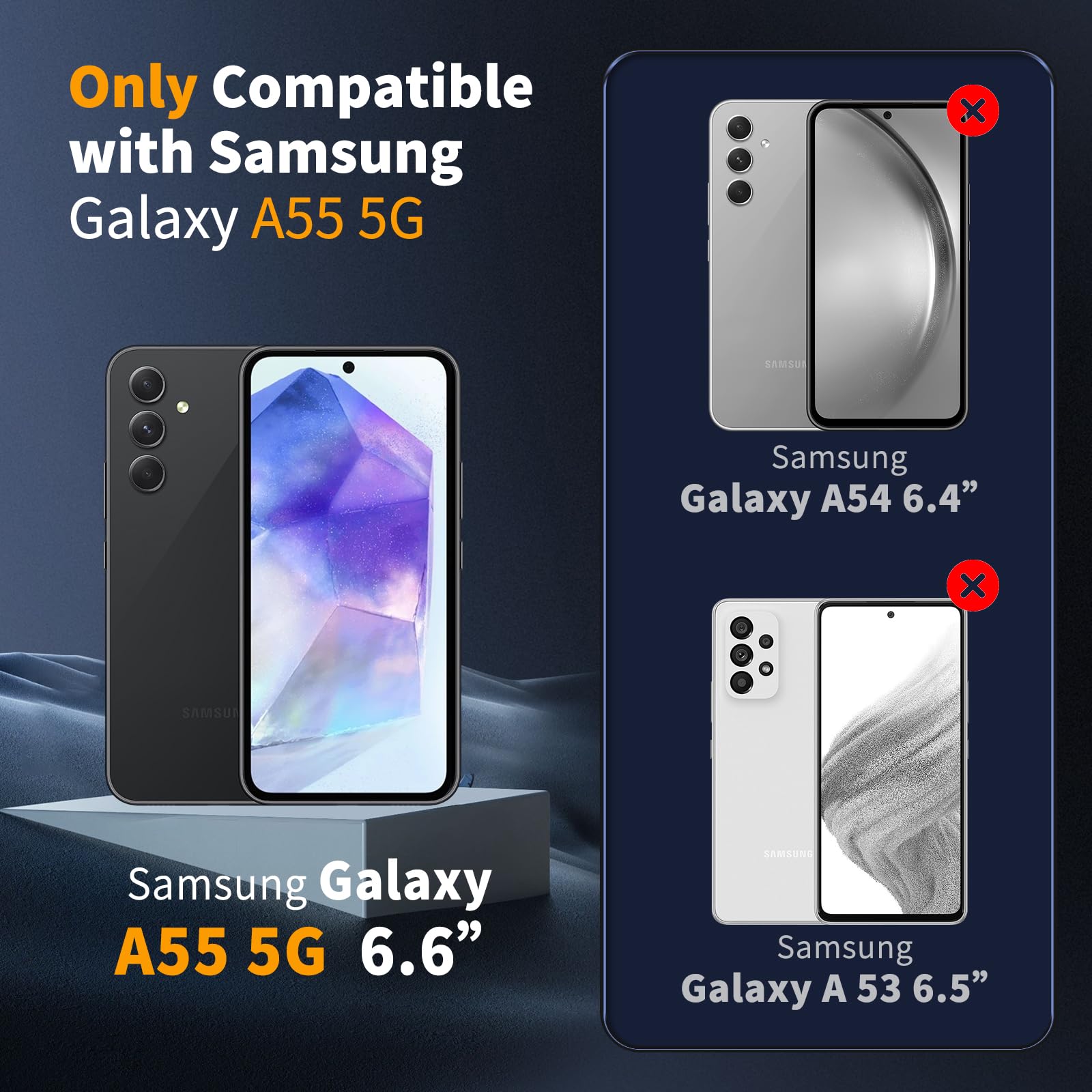 COPIKE Cover Opaca per Samsung Galaxy A55 5G e Protezione Fotocamera con 2 Pezzi Vetro Temperato, [Antiurto Grado Militare] Custodia Posteriore Glassata Traslucida Anti-Impronte, Blu