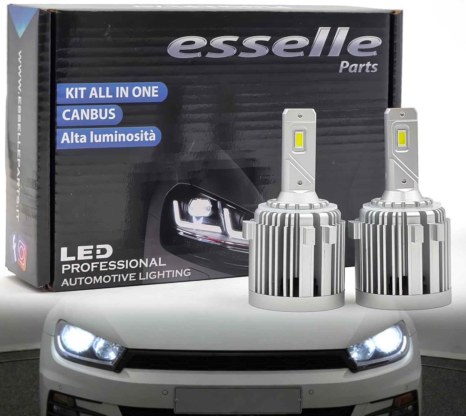 Kit Full LED H7 CANBUS per VW Scirocco 6000K Bianco Ghiaccio 9800 Lumen – Portalampade e Centraline Integrate – Plug & Play No Errori – Alta Luminosità