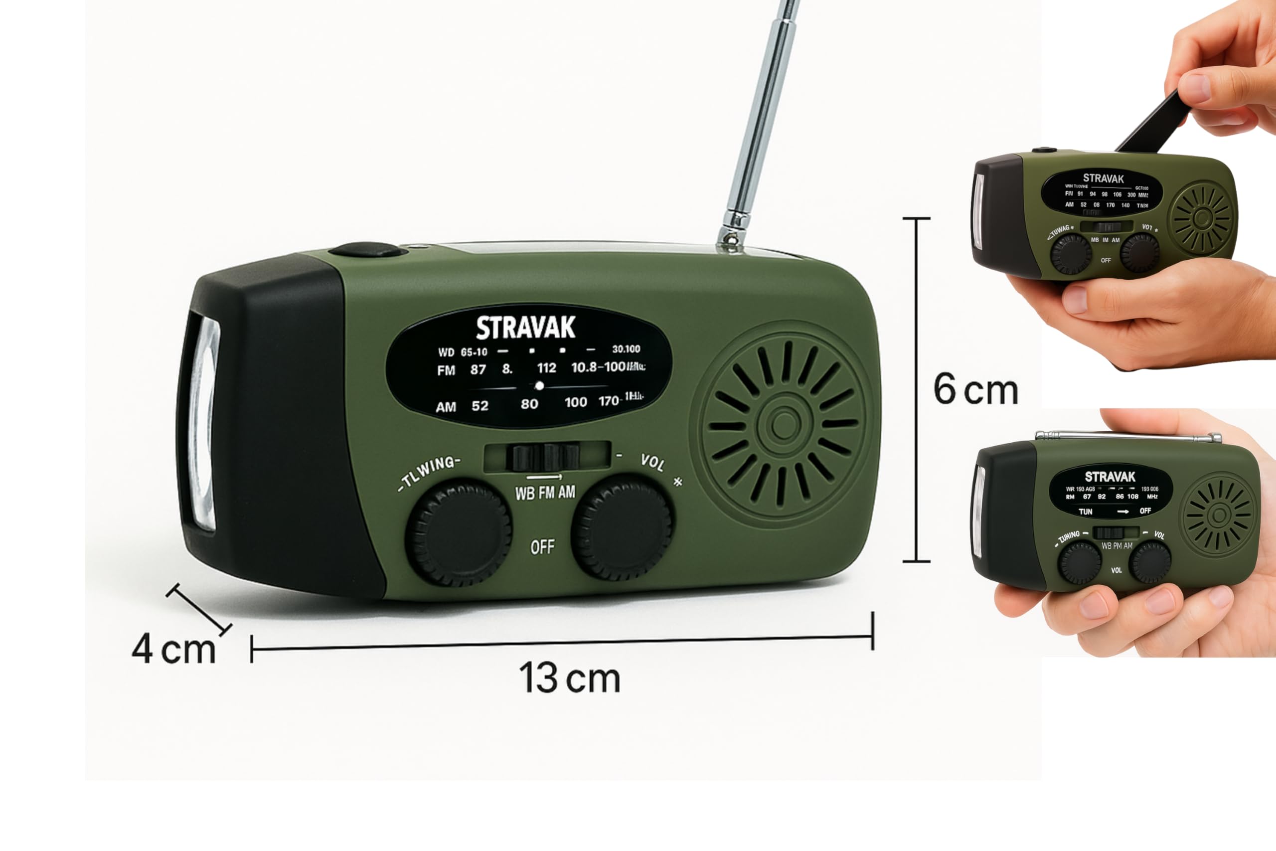 Radio d’Urgence et de Survie Solaire à Dynamo, Lampe Torche LED Puissante, Batterie 2000 mAh USB-C, Alarme de Détresse, Chargeur de Téléphone, Pochette Étanche.
