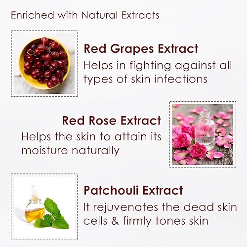 Miniatura 2 de Kit de limpieza de vino, kit facial (250 gm + 0.3 fl oz) y tóner de vino tinto (4.1 fl oz) con uvas rojas y extractos de rosa para exfoliación