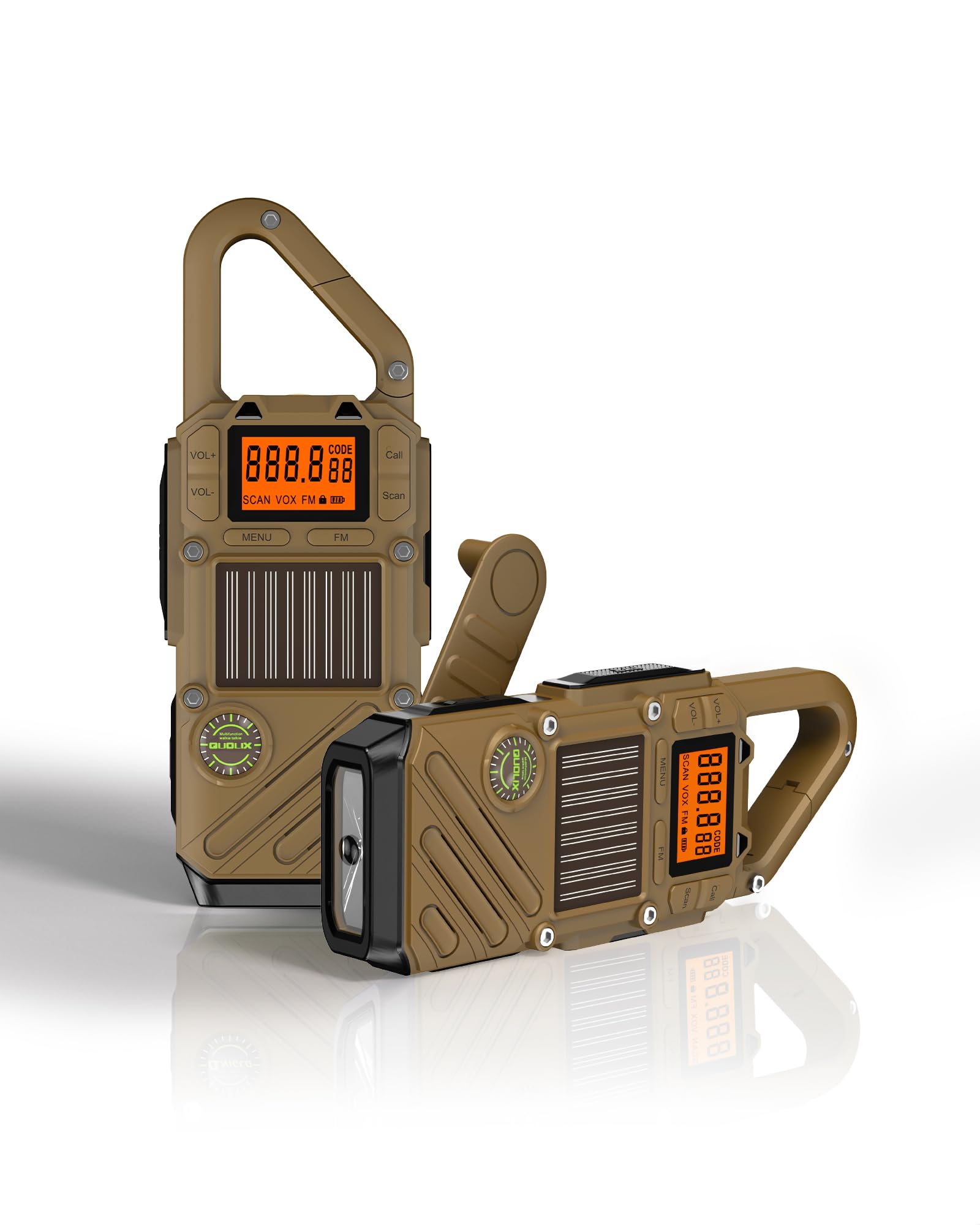 QUOLIX Emergency Weather Radio Walkie Talkies for Adults - NOAA/FM Weather Alert with Solar Hand Crank & USB Charging, 22-Channel Range 10 Miles Two-Way Radios, LED Flashlight & SOS Alarm