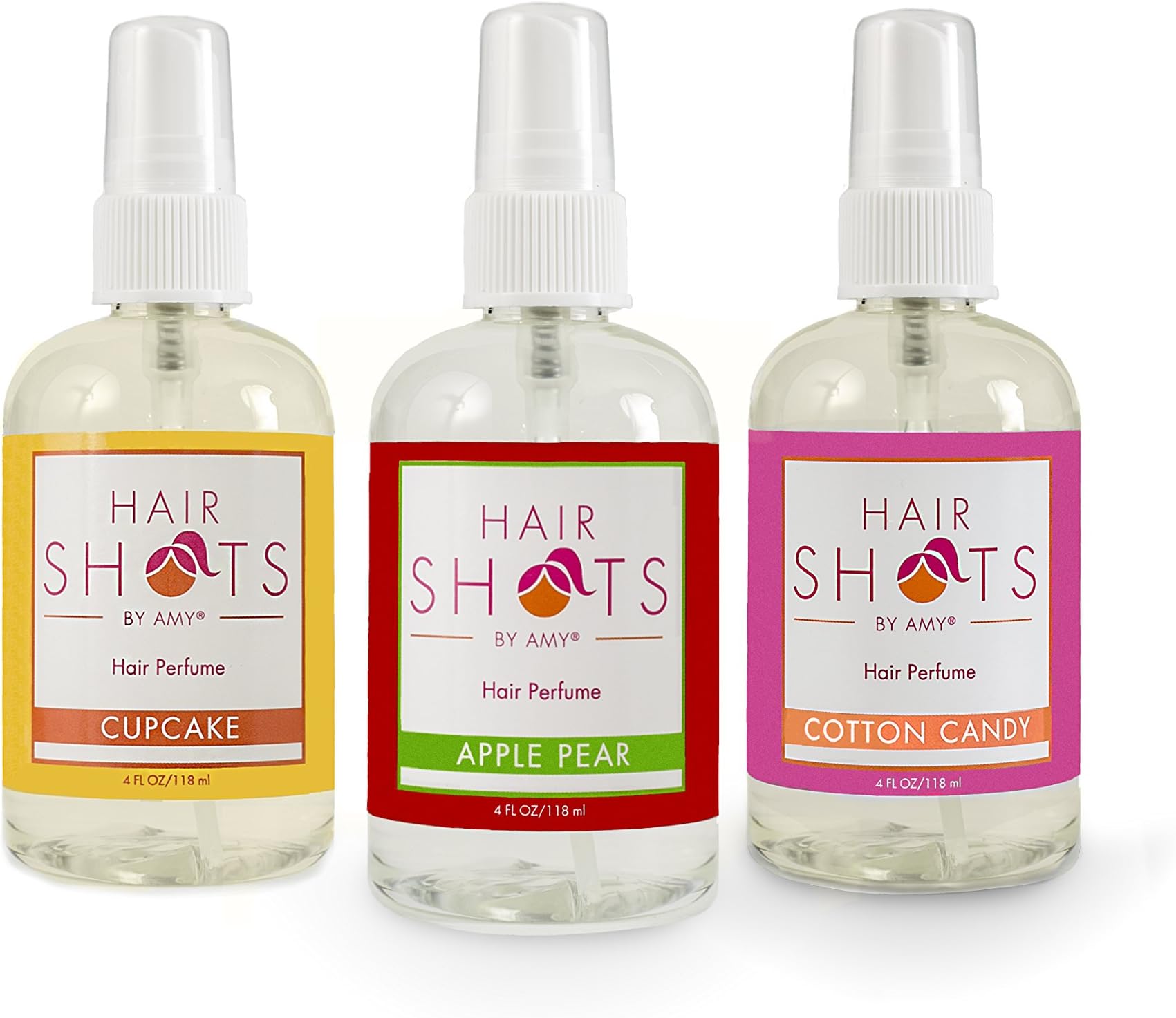 Hair Shots Heat Activated Hair Fragrance Sweeten Your Locks Bundle 3 Items: Cupcake, Apple Pear, Cotton Candy