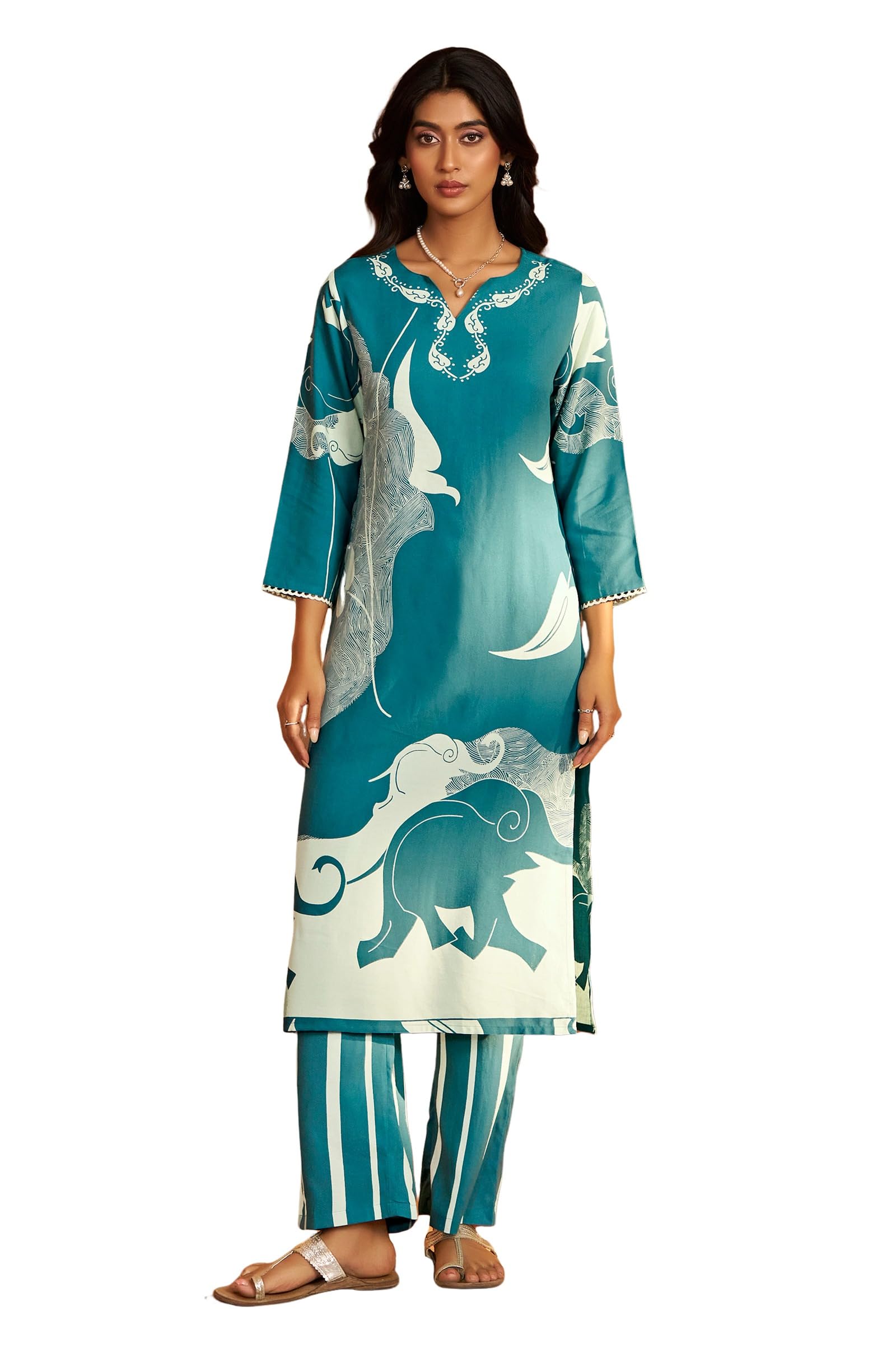 Women's Viscose Reyon Printed Co ord Set-image-43