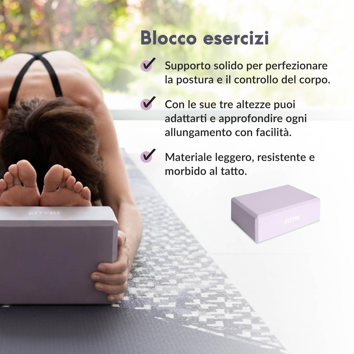 Fitfiu Fitness KITWELL-400 Pack di 4 Accessori Yoga Pilates Colore Lilla con Tappetino, Blocco, Anello e Cinghia Include Guida di Esercizi Wellness