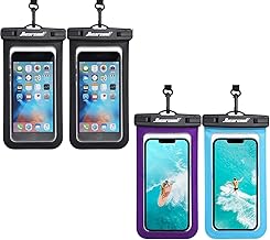 Hiearcool Waterproof Phone Pouch, Universal Case Compatible for iPhone 17 16 15 14 13 Pro Max Plus Up to 8.3", IPX8 Beach Travel Essentials-2Black+Purple Blue
