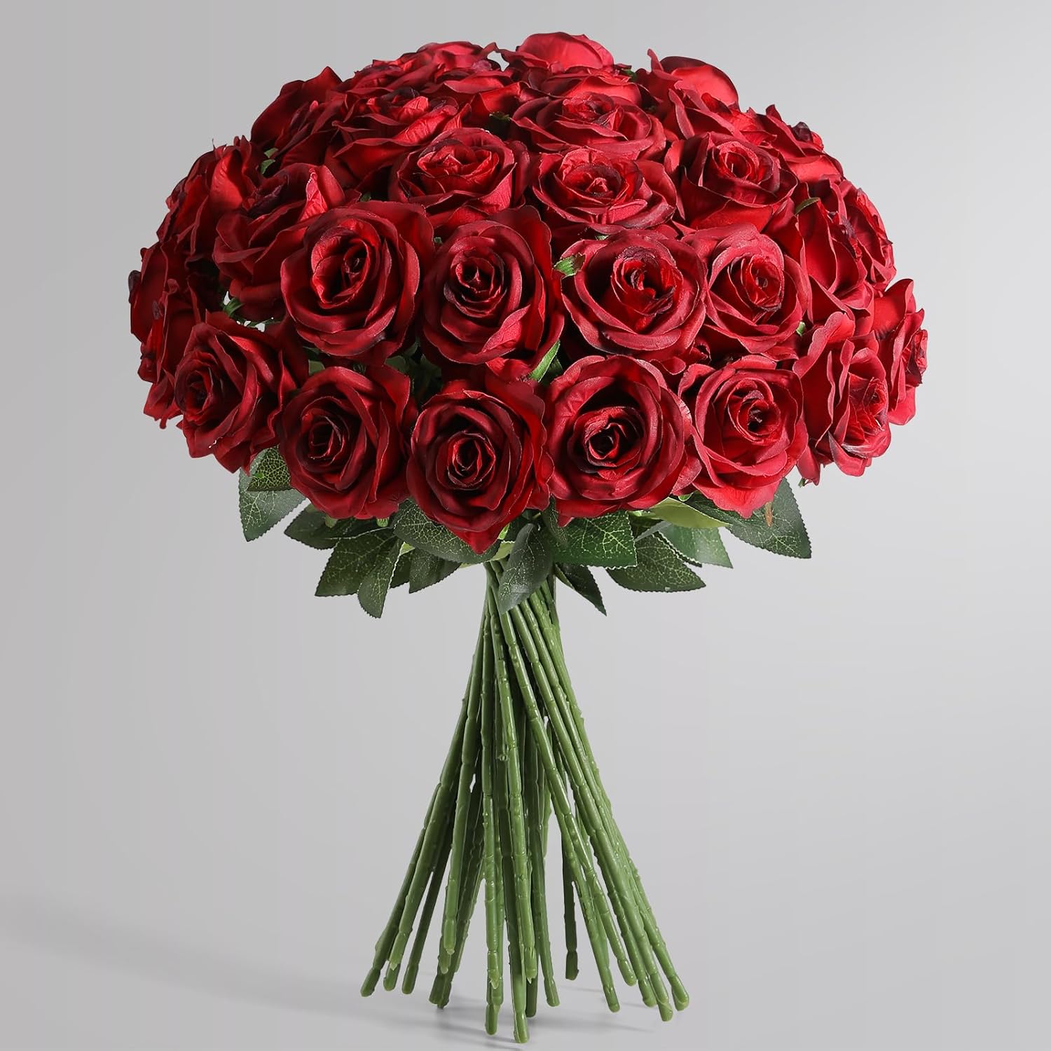 Veryhome 36Pcs Artificial Roses Realistic Fake Flowers Bulk Long Stem Silk Faux Roses Bouquet for Wedding DIY Home Decor Bridal Table Centerpieces Party Arrangements Gifts(Gradient Burgundy)