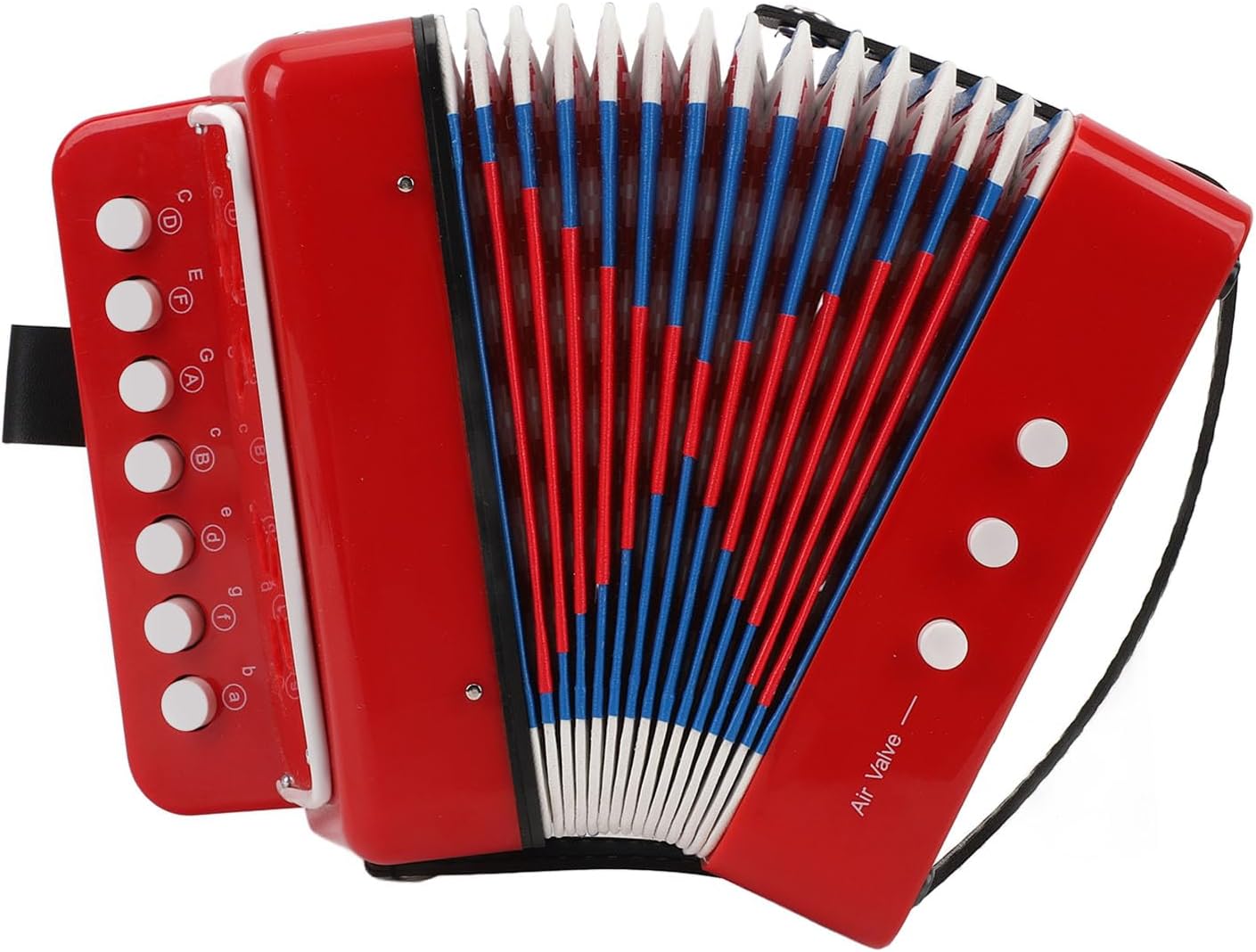 Kids Accordion 7 Key 2 Bass Button Accordion, Beginner Music Education Instrument with Belt Buckle, Portable ABS and Leather Bellows Accordion for Children Learning to Play