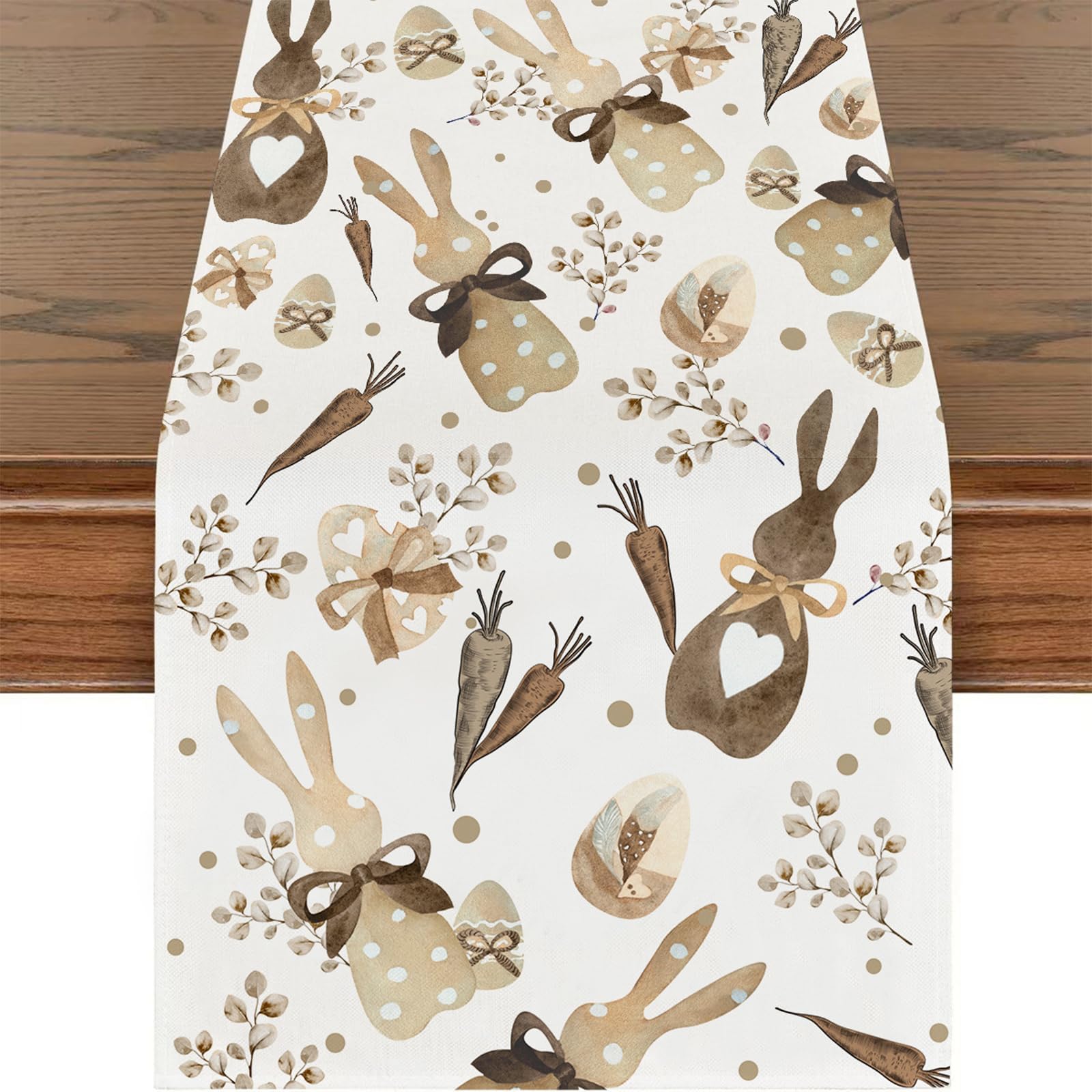 Ostern Deko Tischläufer, Sackleinendruck Ostern Hasen Ei Tischdeko Tischläufer Heimdekoration Tischdecke Ostern Frühlingsparty Geburtstagsparty Tisch Dekorationen, 183*33cm (#A)