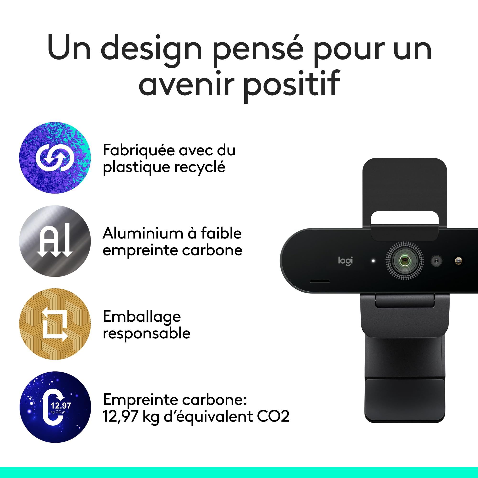 Logitech Brio 4K Webcam pour Professionnels, Connexion biométrique avec Windows, Correction Automatique de l’éclairage,réduction Active du Bruit, Microsoft Teams, Zoom, Google Meet, PC/Mac - Graphite