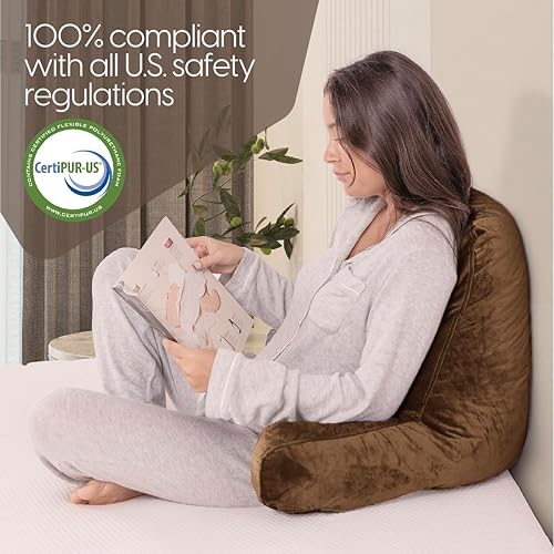 Miniatura 7 de Milliard Almohada de lectura con espuma viscoelástica triturada, respaldo grande para adultos con brazos, soporte de espalda para sentarse en la