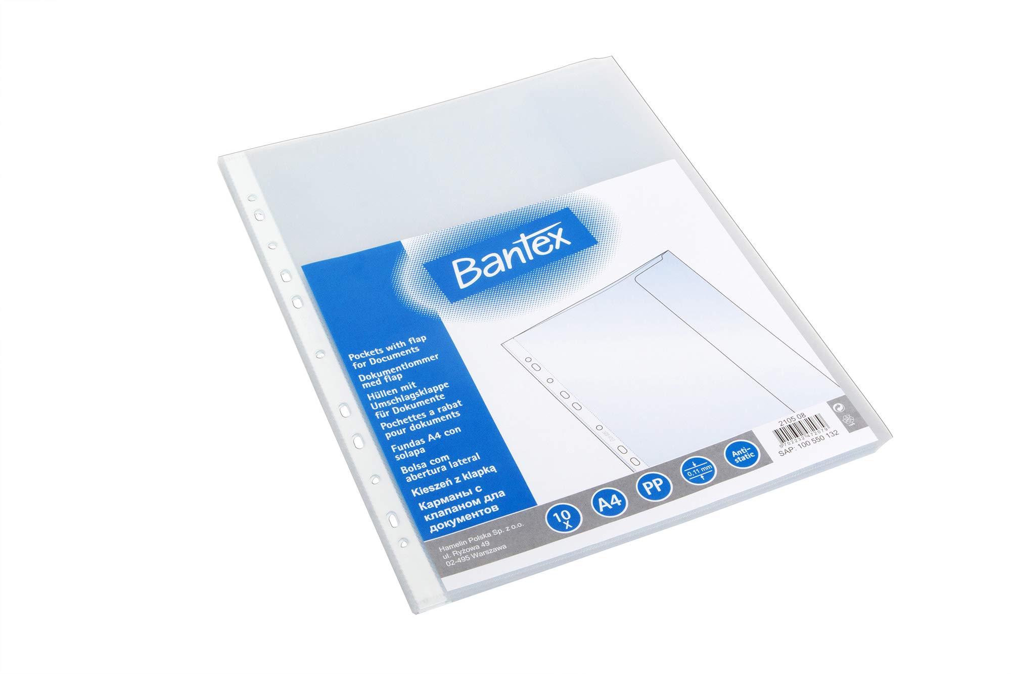 BANTEX 100550132 - Fundas para documentos (tamaño A4, 120 micras, 30 paquetes de 10 fundas)