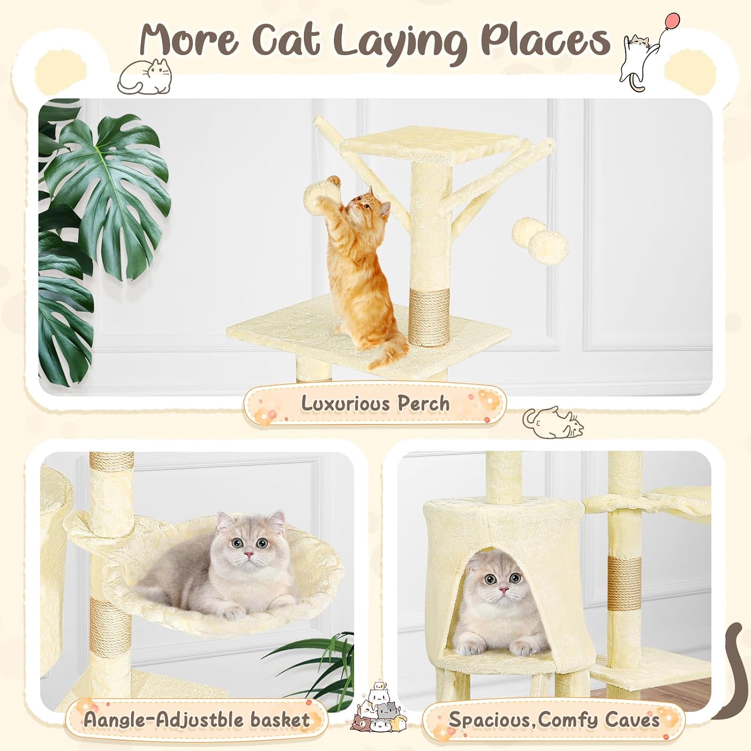 review Cat Tree for Large Cats Adult with Big Cat Condo for Indoor Cats 54