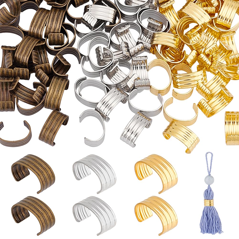 Abrazaderas de cordón de crimpado PH PandaHall de 13mm para crear pulseras hechas a mano, 120 uds