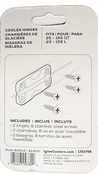Igloo Plastic Hinges for 25-165 Qt Coolers, White, 1 Pair