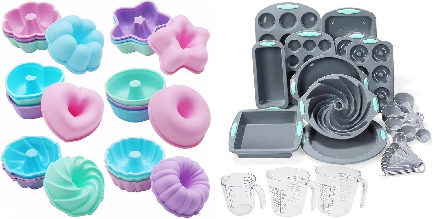 To encounter 24 Pack Silicone Donut Molds and 30 Pieces Silicone Baking Set