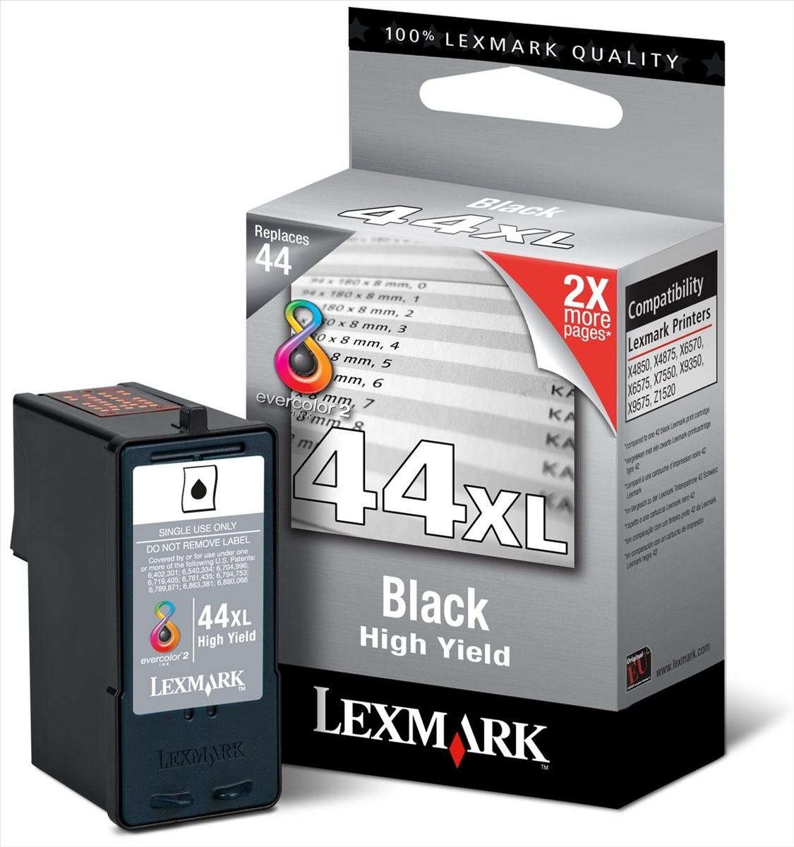 Lexmark Tintenpatrone Nr.44XL Schwarz – Für Drucker X9350, Hohe Kapazität (540 Seiten)