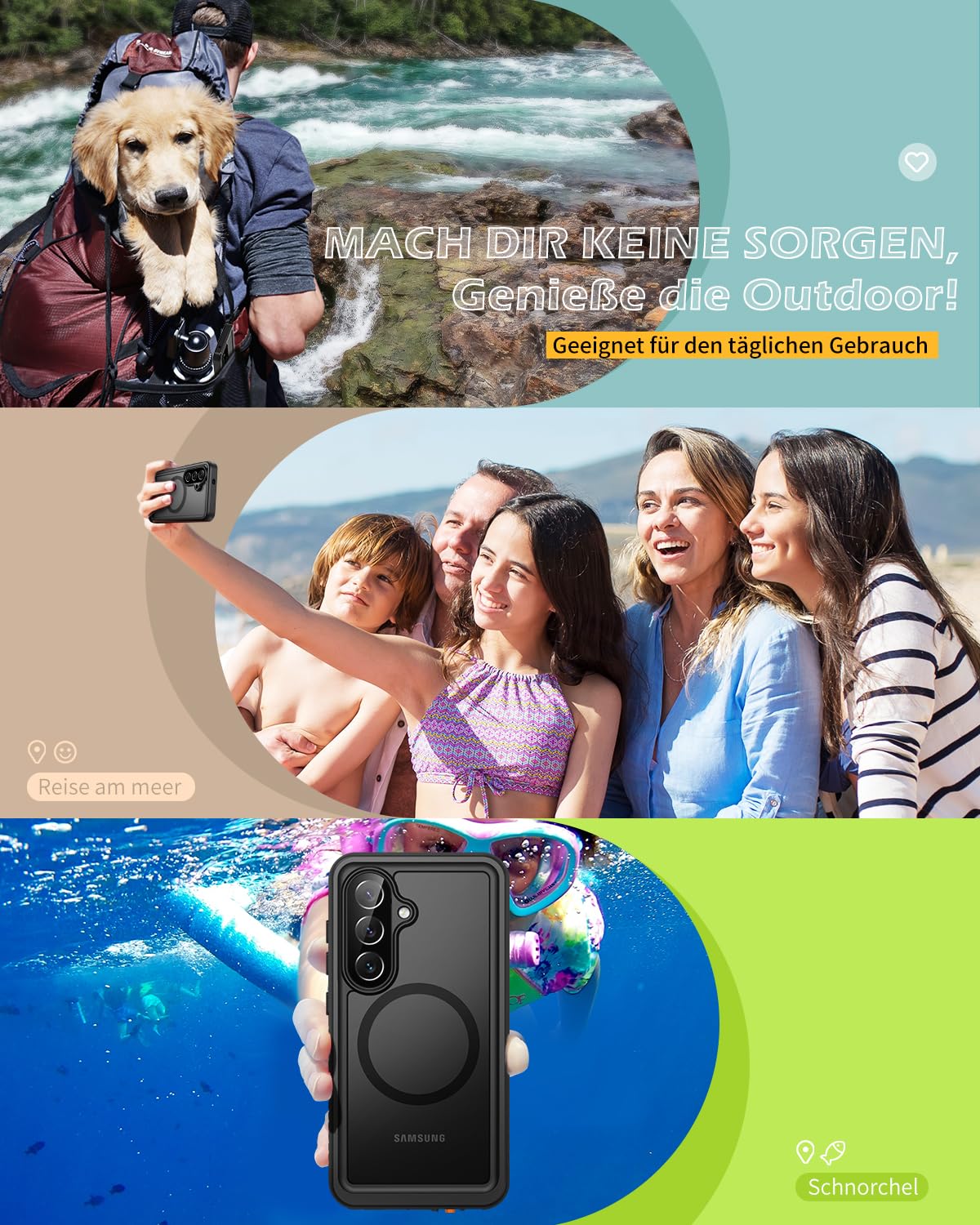 Lanhiem für Samsung Galaxy S26 Hülle, IP68 Wasserdicht Kompatibel mit Magsafe Handyhülle Samsung S26 5G 360 Grad Schutzhülle Magnetisch Stoßfest Staubdicht Sturzfest Outdoor mit Displayschutz, Schwarz