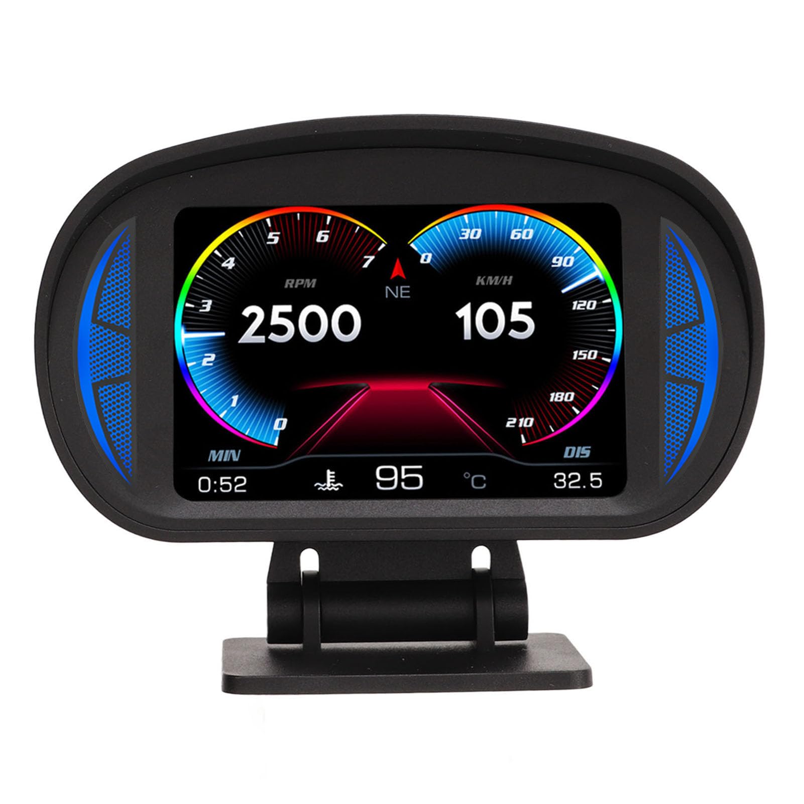 Head Up Display Auto, Modalità OBD 2 GPS Tachimetro Auto Universale con Inclinometro con Funzione di Avviso, Valore Rpm e Velocità Identificabili