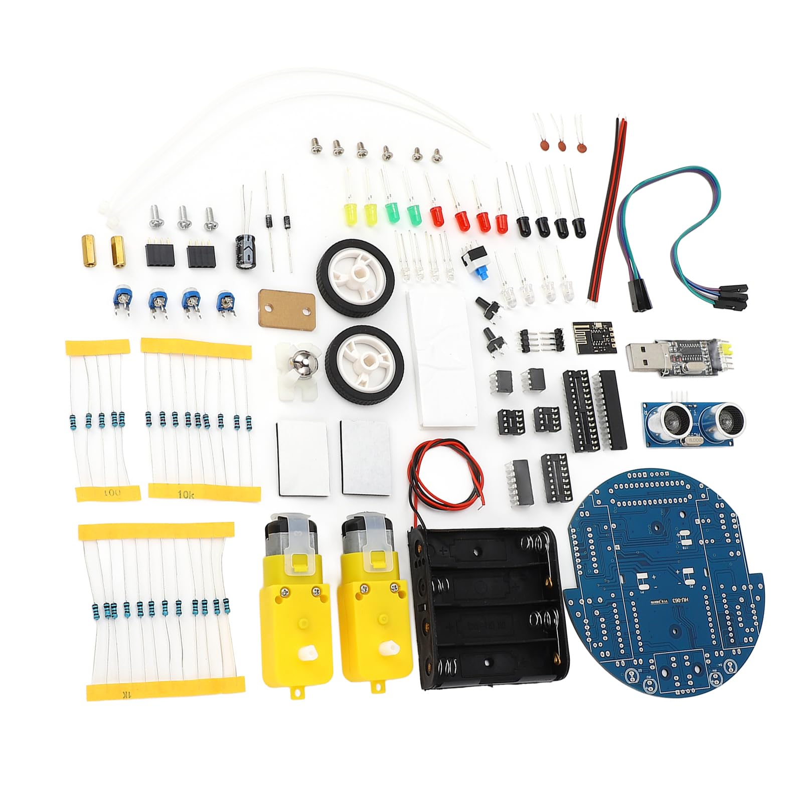 MCU Robot Project Smart Car Kit para programación gráfica - Evitación de obstáculos ultrasónicos y Control Bluetooth - Seguimiento por Infrarrojos y Descarga USB - Incluye Cable