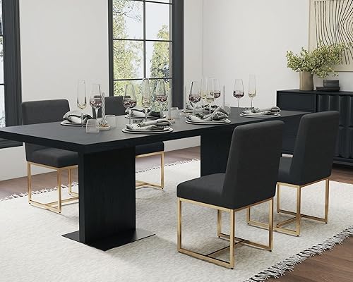 Miniatura 39 de HNY Juego de 2 sillas de cocina cómodas y modernas, de piel sintética, para cocina y comedor, silla auxiliar tapizada con marco de metal con acabado