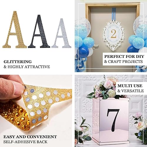 Miniatura 4 de Efavormart - Calcomanías autoadhesivas con números de diamantes de imitación de 4 pulgadas para manualidades, arte de manualidades, decoración de