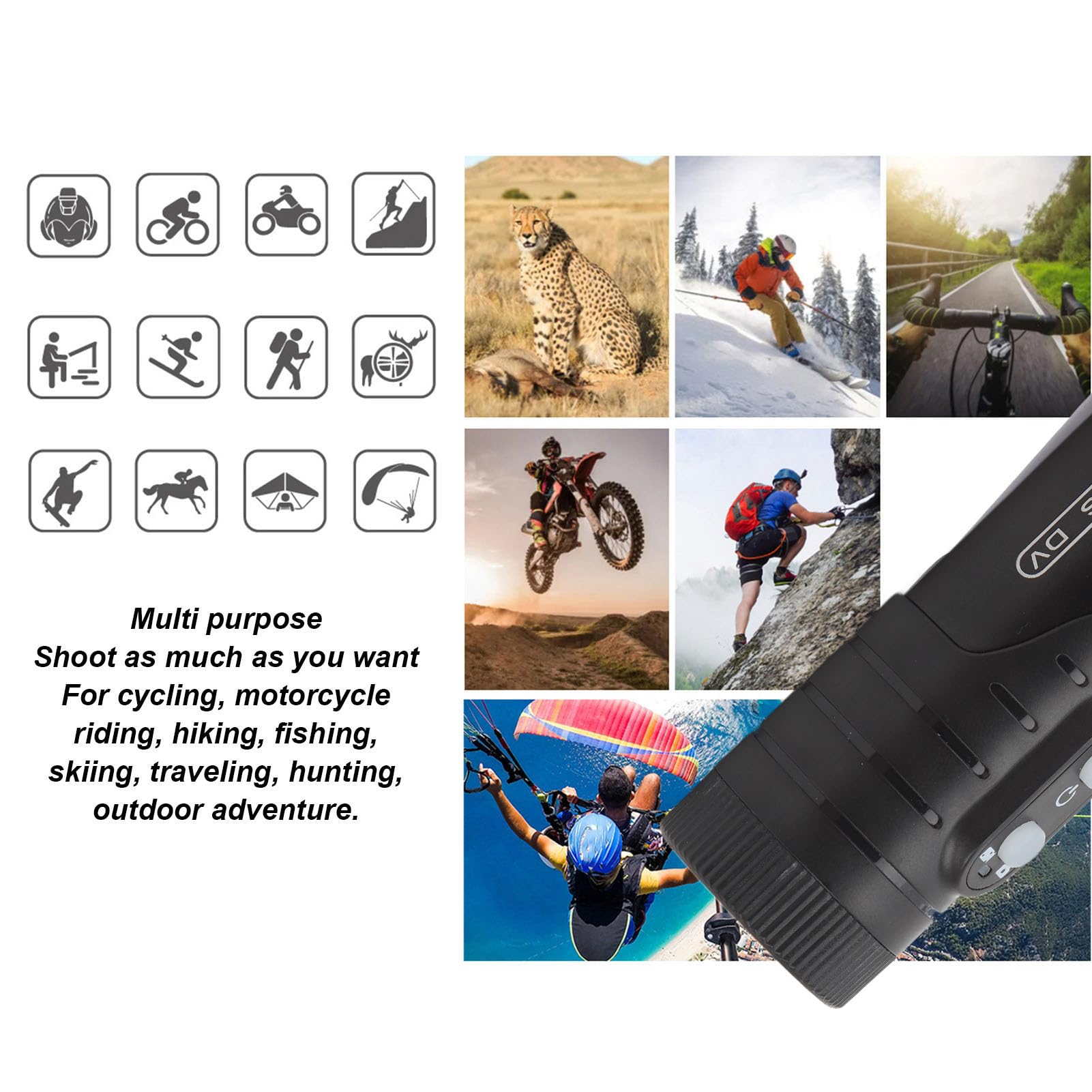 Kamera w Kasku Rowerowym, 4K Photo Sport DV 18 MP WiFi Kamera w Kasku Rowerowym do Jazdy na Rowerze (BLACK)