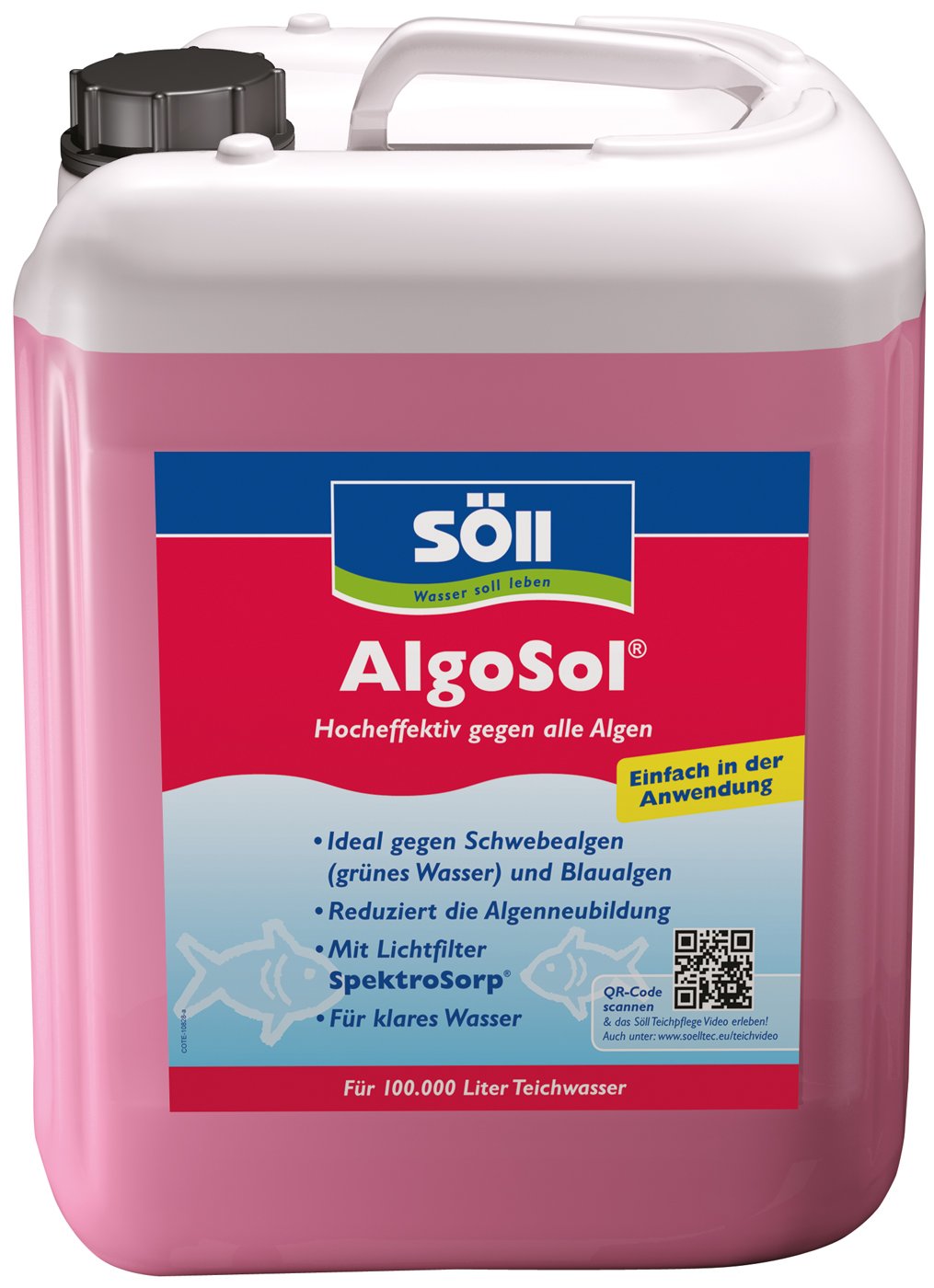 Söll 80427 AlgoSol, 5 l - hocheffektive Teichpflege gegen Teichalgen/Schwebealgen/Blaualgen mit Lichtfilter, reduziert Algenneubildung, dämmt Algenentwicklung