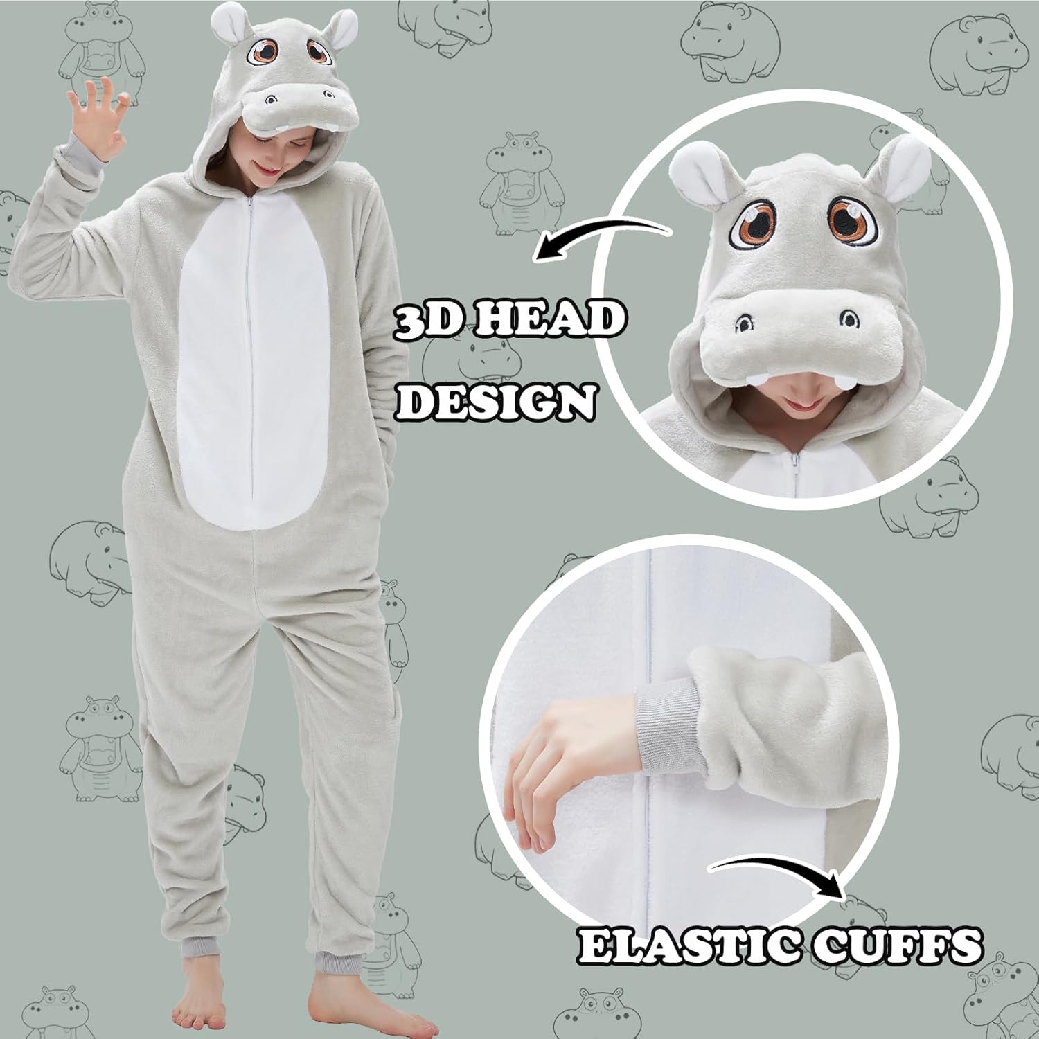 Adult Onesie Pajamas Halloween Costume One-Piece Slim Fit Sleepwear Cosplay Suit for Mens Womens - Image 2