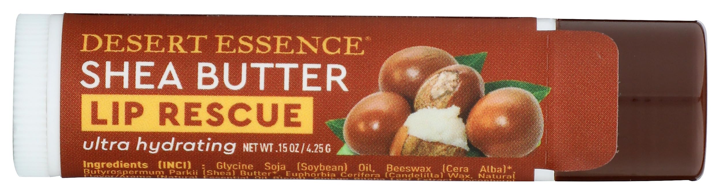 Desert Essence Lip Rescue Ultra Hydrating with Shea Butter - 0.15 Oz - Soft Moisturizer Balm Stick - Ginkgo Biloba Extract - Soothes Dry Or Cracked Lips - Vitamin E - Beeswax - Peppermint Oil