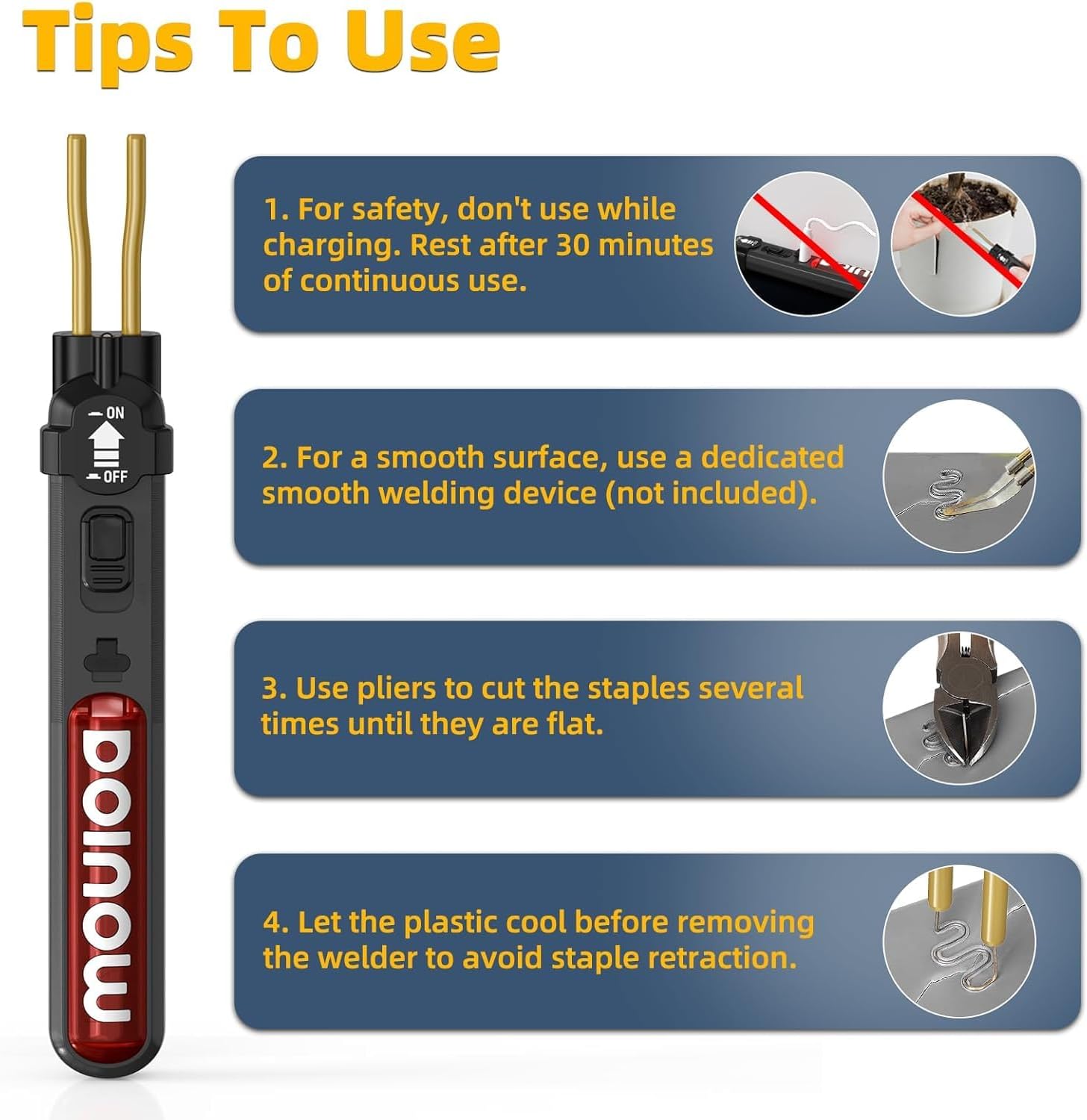 Cordless Plastic Welder Kit, DOINOW Portable Plastic Welding Kit with 300 Hot Plastic Stapler, USB-C Charging, Plastic Repair Kit for Bumper and Plastic Repairs, Gift for Dad, Mom, DIYer, Women, Men