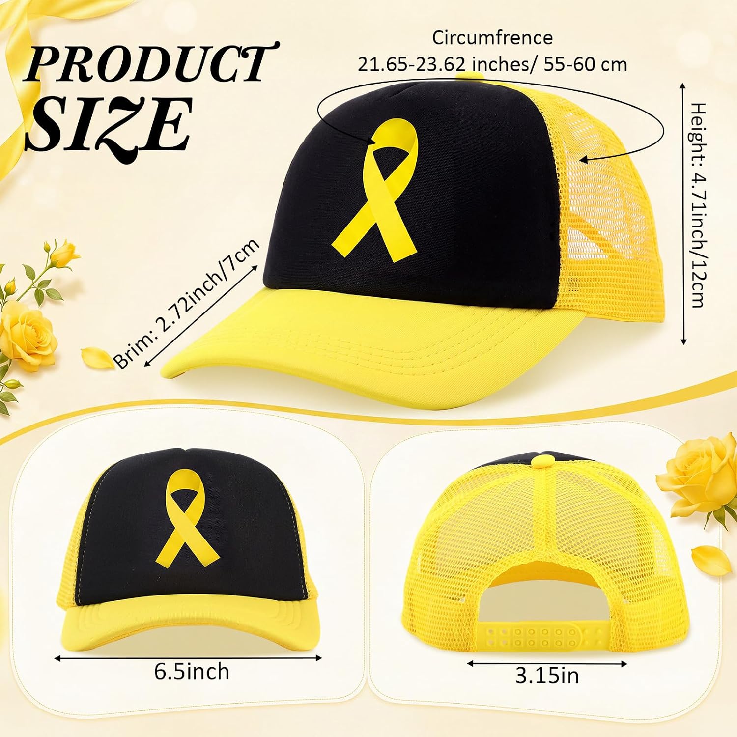 Chicingyou 12 Pcs Childhood Cancer Awareness Trucker Hats
