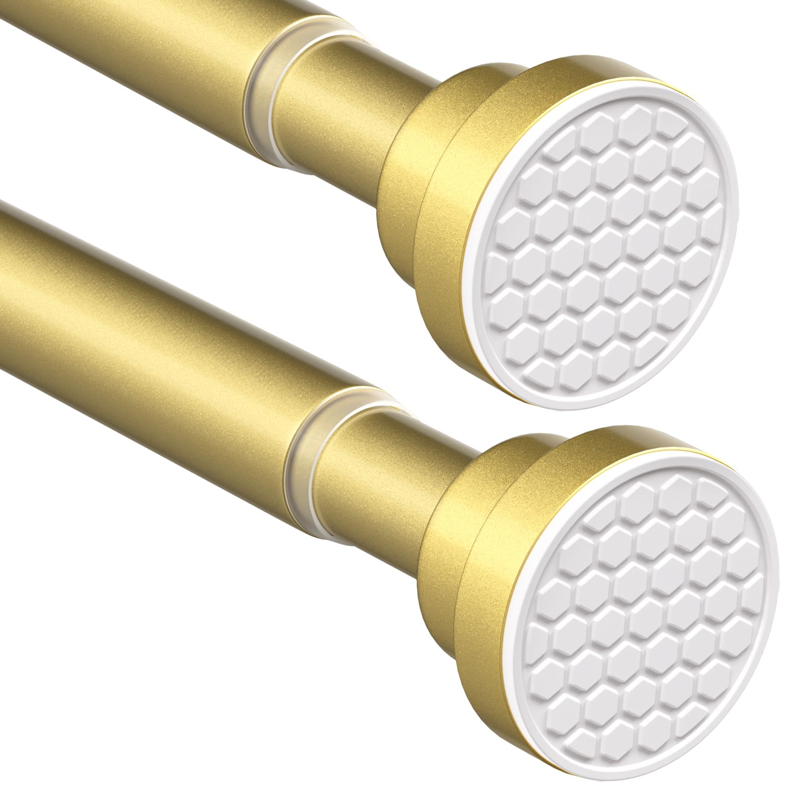 MEXAU 2 Pack Tension Curtain Rod for Windows 30 to 64 Inch, Gold