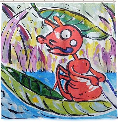 Amazon Geevosun シャワーカーテン 面白い漫画赤アリ釣りイラスト 防水 浴室 お風呂 バスカーテン 洗面所 間仕切り 目隠し用 Hdデジタル印刷 取付簡単 1 180cm シャワーカーテン ホーム キッチン オンライン通販