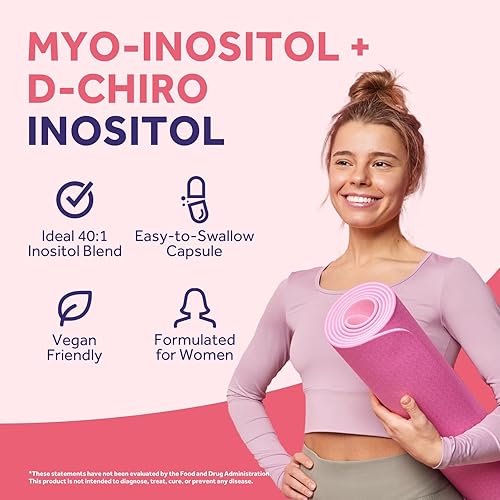 Miniatura 3 de Doctor's Recipes Suplemento de inositol para mujeres, cápsulas de mio-inositol y D-Chiro inositol de 2050 mg por porción, mezcla ideal 40:1, 120