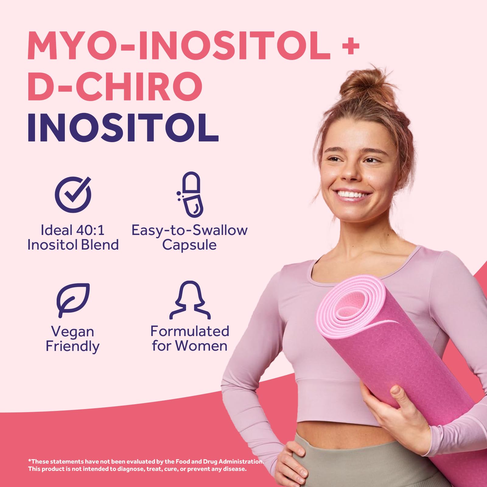 Doctor's Recipes Inositol Supplement for Women, Myo-Inositol & D-Chiro Inositol Capsules 2050mg per Serving, Ideal 40:1 Blend, 60 Vegan Caps — Amazon image 3