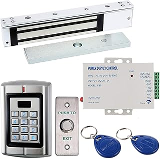 Access Control System Kit 125KHz Card 600Lbs Force Electric Magnetic Lock Power Supply Exit Button Key Fobs