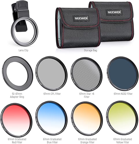 Miniatura 8 de NEEWER Juego de filtros de efecto ND+CPL de 2.638 in con abrazadera de lente de teléfono celular, ND32polarizadorestrella de 6 puntos4 filtros de