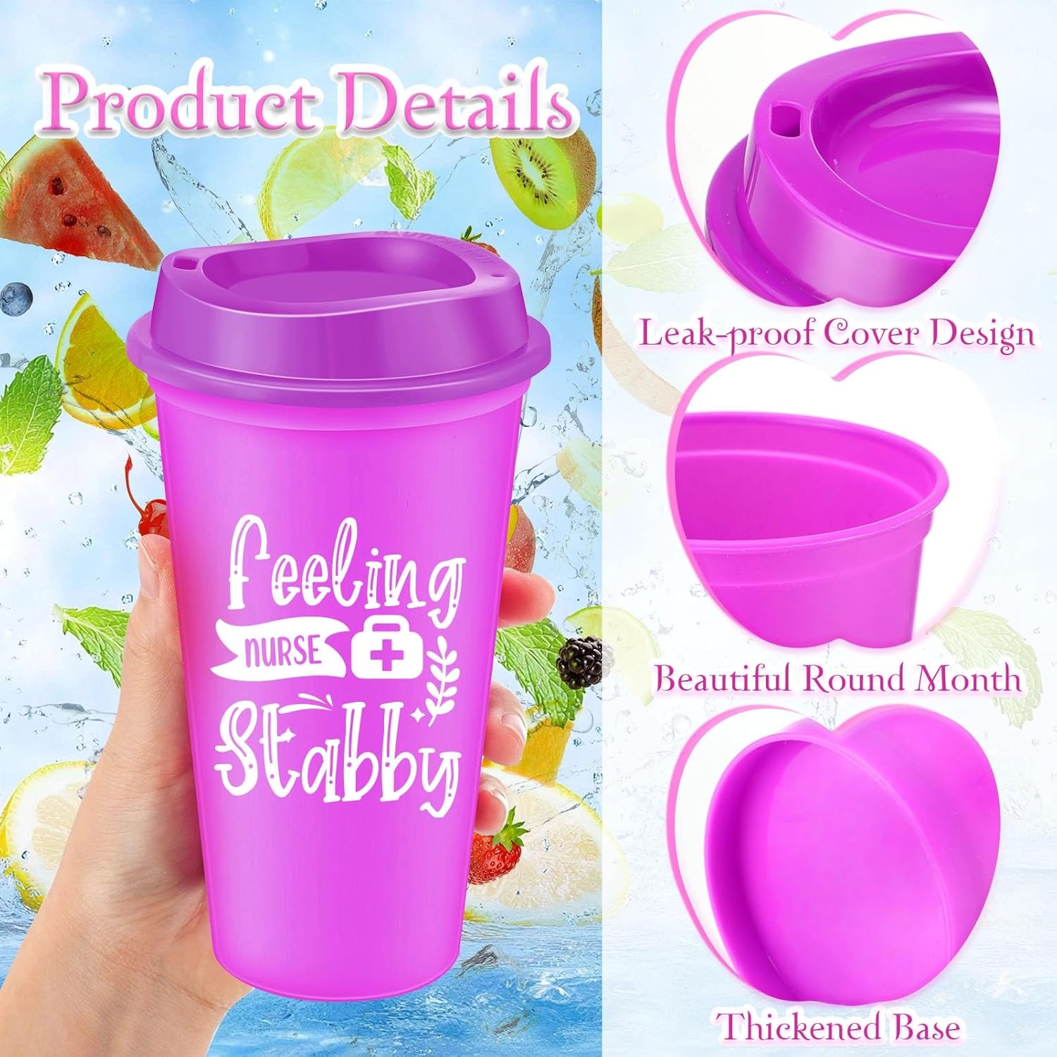 36 Pcs Nurse Appreciation Gifts Bulk 16 oz Plastic Coffee Cups Reusable Tumblers with Lid Inspirational Notebooks Pens Thank You Gifts for Nurse Women(Bright Color,Warm Style) - Image 4