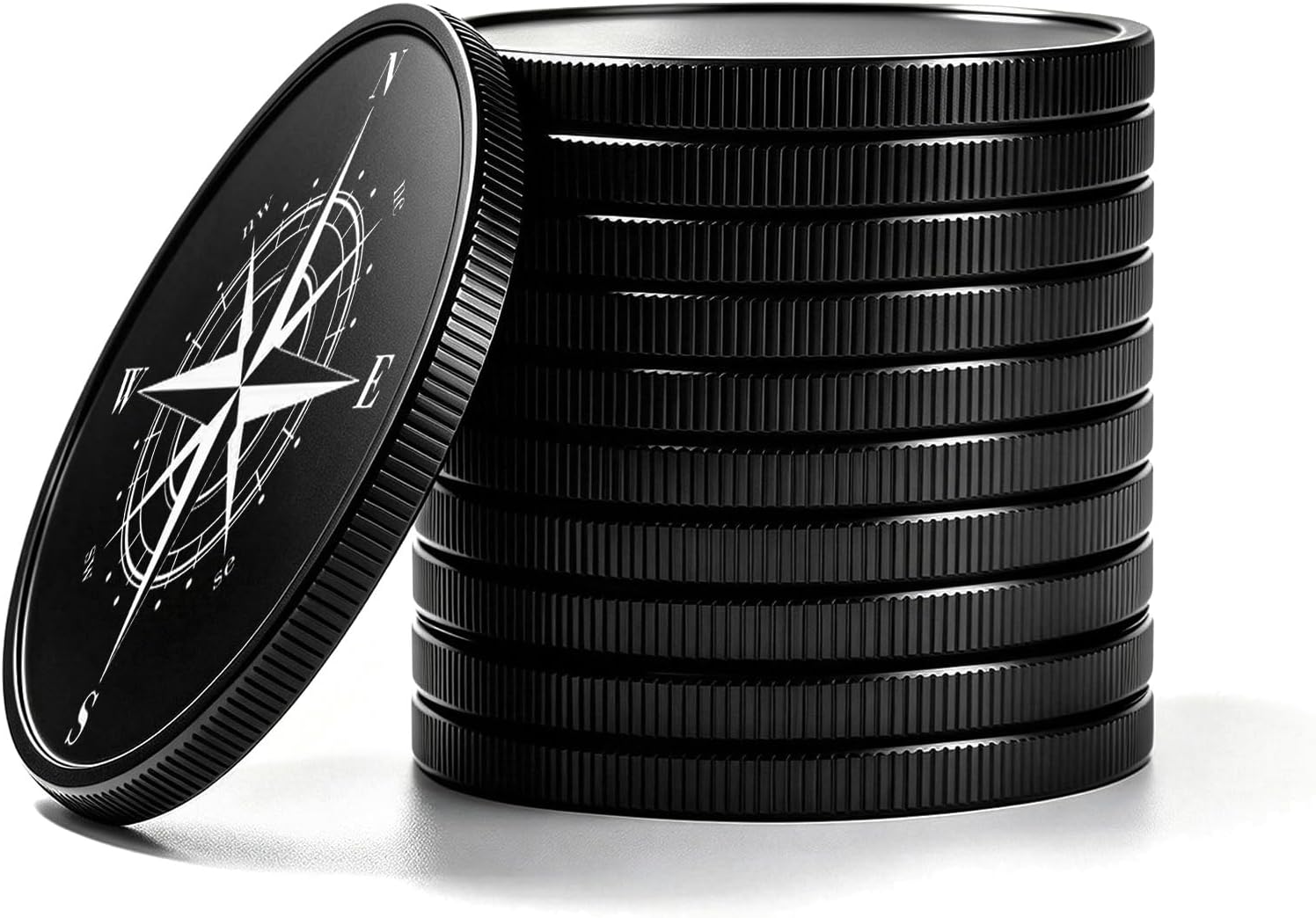 MICAIKEM 40mm Black Challenge Coin Blanks for Engraving, Pack of 10