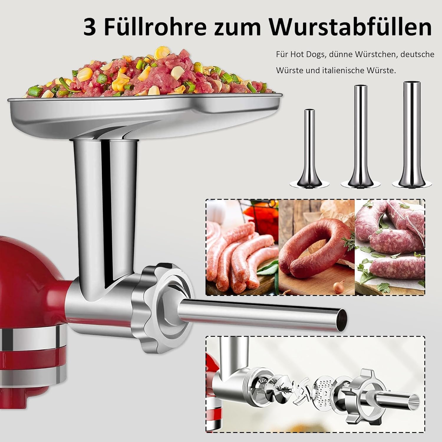 Edelstahl Fleischschleifer Befestigung für Kitchenaid Zubehör