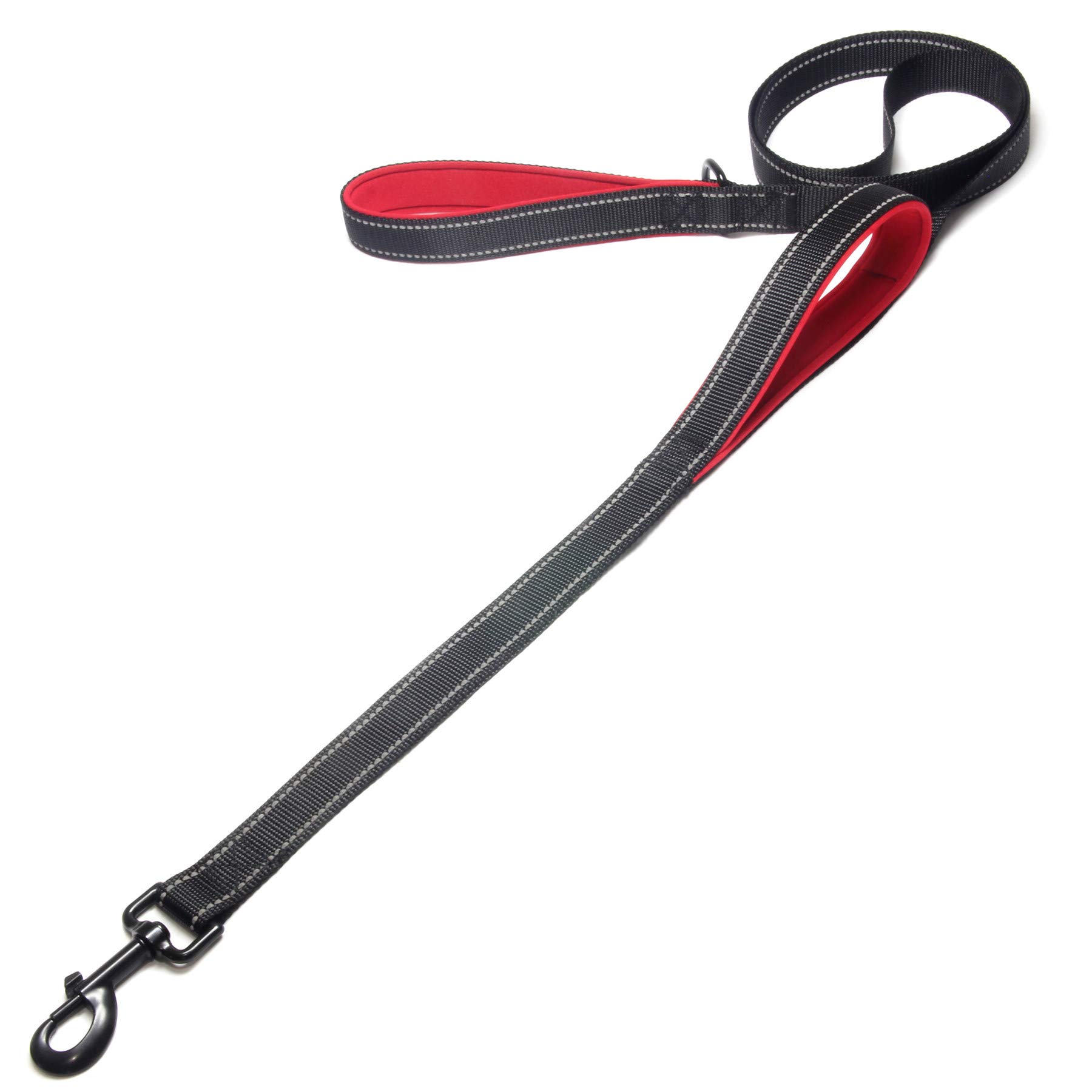 Maxpower Planet Dog Leash 6 Feet with Double Padded Handle, Heavy Duty, Reflective, Black/Red - Leashes for Medium and Large Dogs