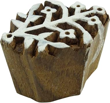 Indian Wood Stamps Floral Stamp Decorative Hand Carved Printing Block Textile Brown-22