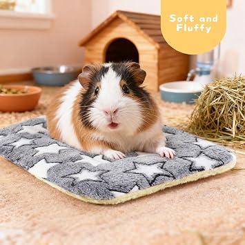 4-Pack Guinea Pig Bed, Washable Bunny Mat, Fleece Rabbit Bedding, Soft Flannel Small Animal Cage Liner, Blanket for Hamster Ferret - 14x10