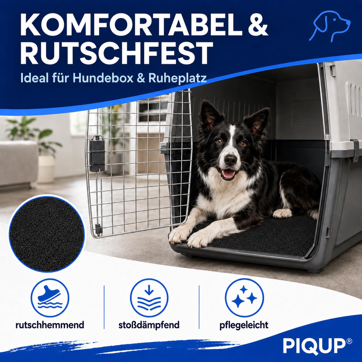 Antirutschmatte aus Gummigranulat 100 × 120 cm, 3 mm – Rutschhemmende Gummimatte zur Ladungssicherung, zuschneidbar, robust und wasserfest, Made in Germany